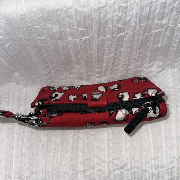 Vera Bradley Red Black White Gray Playful Penguins Wristlet & Small Wallet Set - Picture 9 of 16